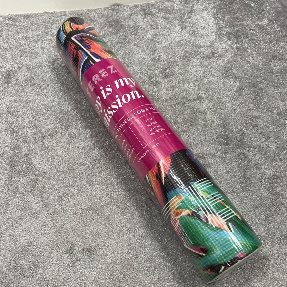 Terez Yoga Pilates Mat Palm Leaves 5MM Thick Non Slip Multicolor NWT $100